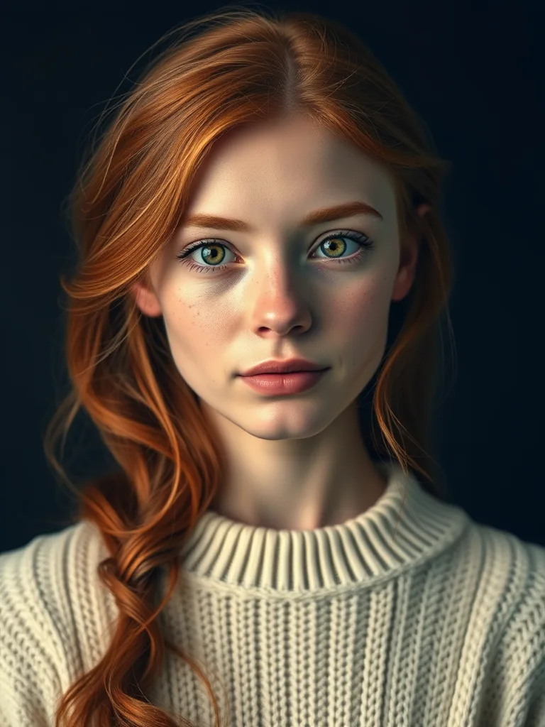 The same red-haired character rendered in Photorealistic style