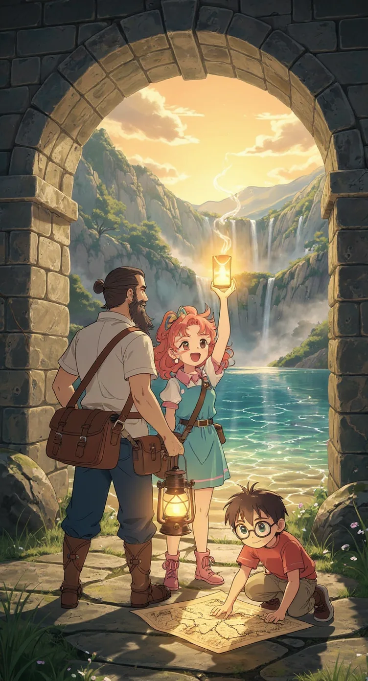 The same three-character cast rendered in Anime style